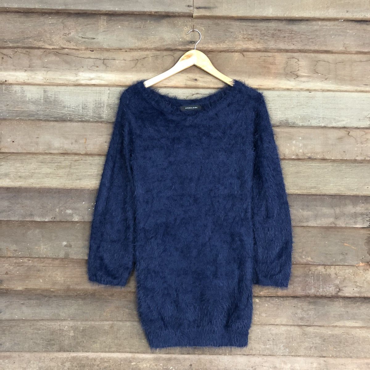City Streets DL Spiral Girl Blue Mohair shaggy fur Long Knitwear #c1094 Size M / US 6-8 / IT 42-44 - 1 Thumbnail