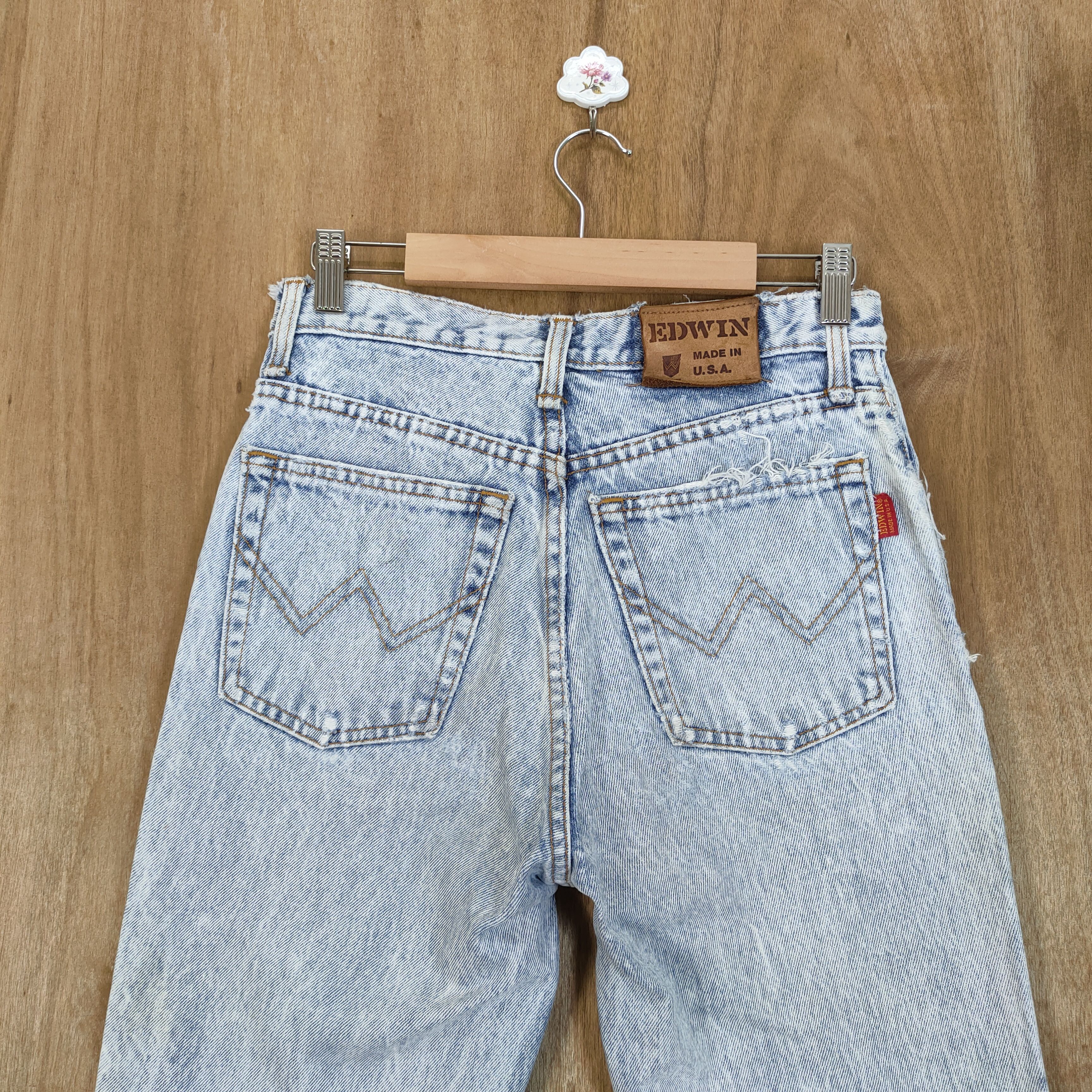 Edwin VINTAGE EDWIN FADED LIGHT BLUE ACID WASH JEANS PANTS Size US 28 / EU 44 - 6 Thumbnail