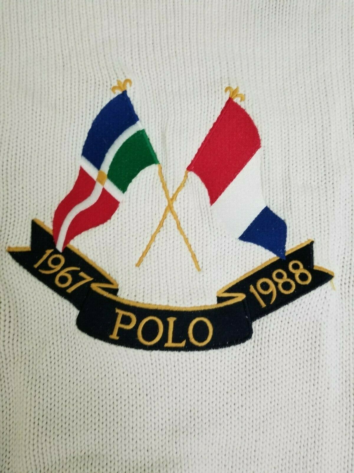 Polo Ralph Lauren Vintage Polo Ralph Lauren Cross Flags Sweater White Medium Size US M / EU 48-50 / 2 - 5 Thumbnail