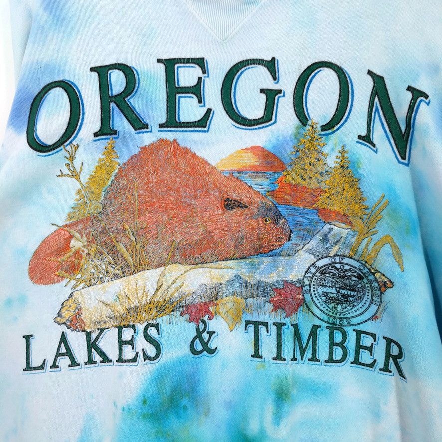 Vintage Vintage Oregon Lakes&Timber Custom Paint Tie Dye Sweatshirt Size US L / EU 52-54 / 3 - 2 Thumbnail