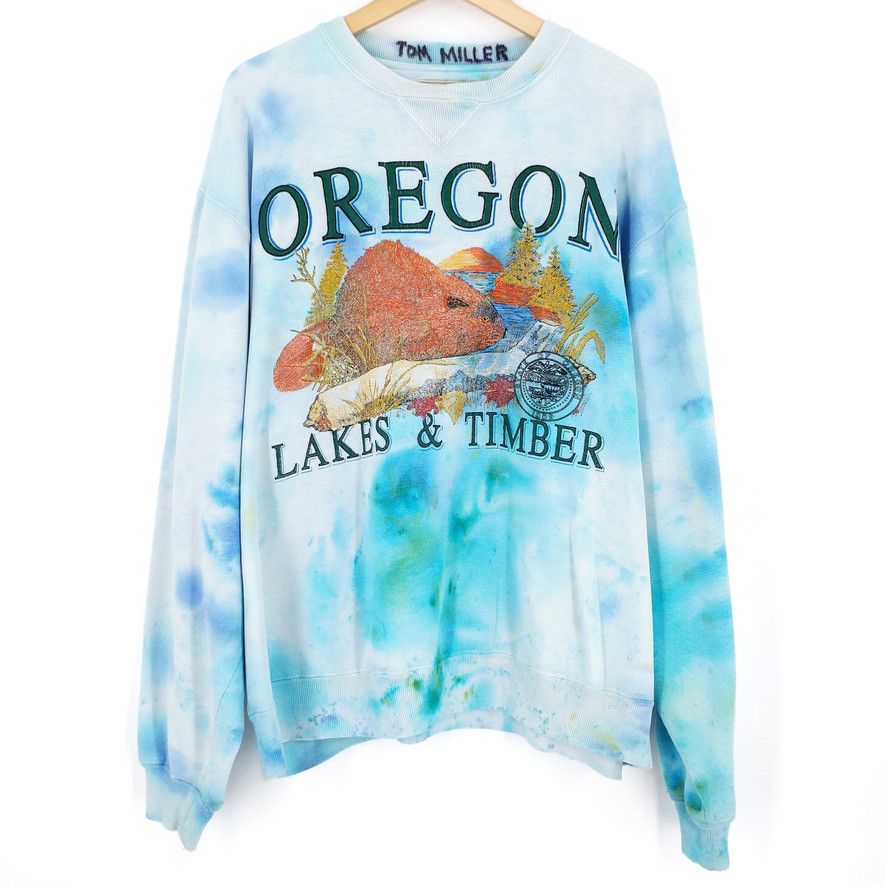 Vintage Vintage Oregon Lakes&Timber Custom Paint Tie Dye Sweatshirt Size US L / EU 52-54 / 3 - 1 Thumbnail