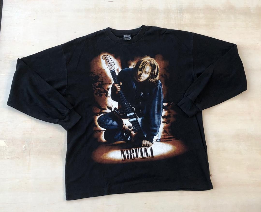 Image of Kurt Cobain x Nirvana Vintage Nirvana Bootleg Tee 90's in Black, Men's (Size XL)