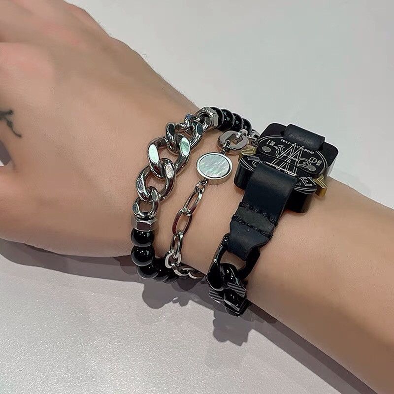 Japanese Brand × Jewelry Black chunky grunge silver bracelet Size ONE SIZE - 4 Thumbnail