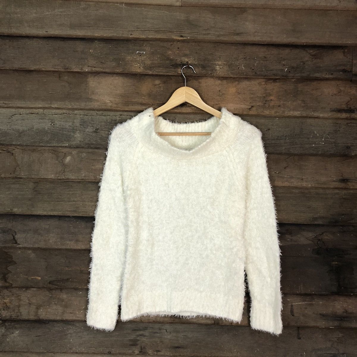 Homespun Knitwear × Japanese Brand Hypen World Gallery White shaggy fur Mohair Knitwear #c1085 Size M / US 6-8 / IT 42-44 - 3 Thumbnail