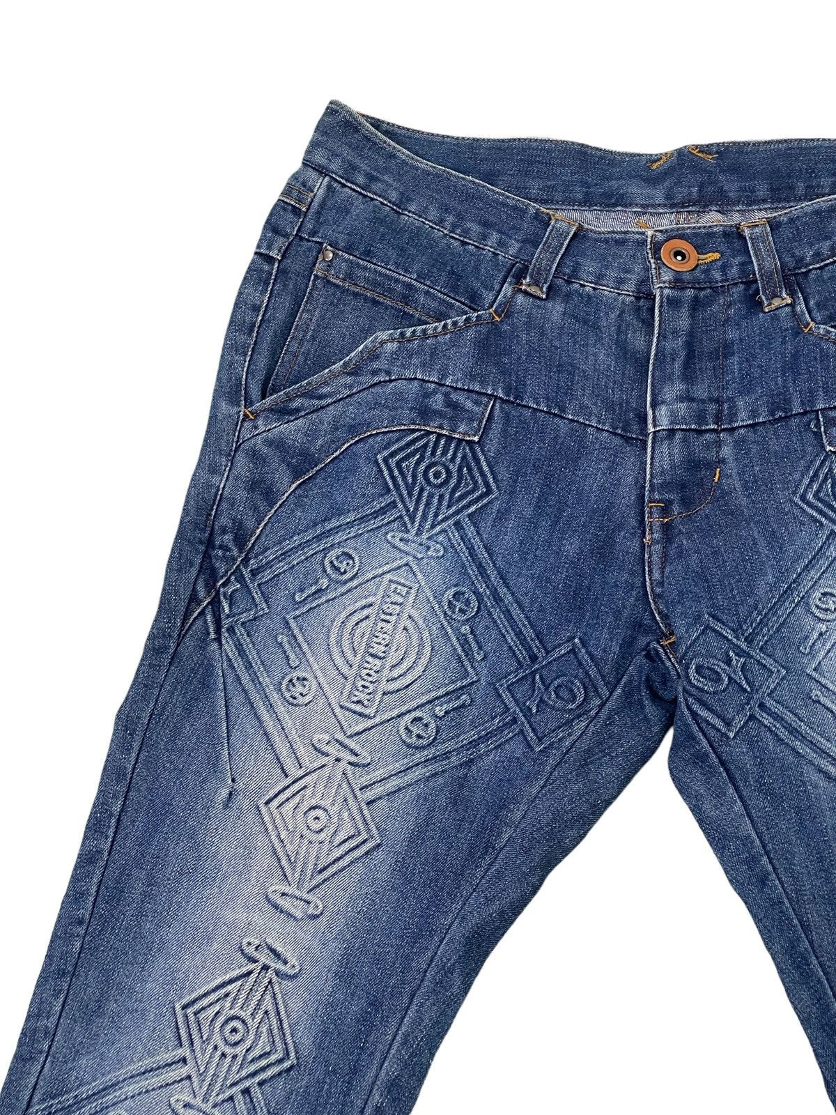 Japanese Brand Slim Jeans PPFM Native Patterns 2🟦6 Size US 31 - 9 Thumbnail