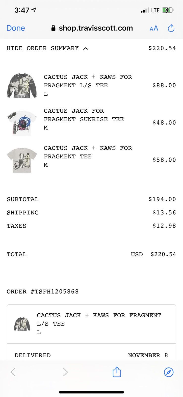 Fragment Design × Kaws × Travis Scott OFFERS‼️ Travis Scott Cactus Jack KAWS Fragment Tee Size US L / EU 52-54 / 3 - 3 Thumbnail