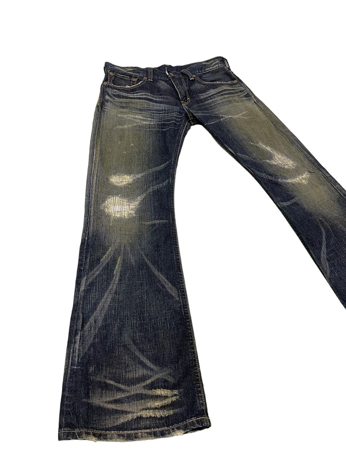 Edwin Flare Jeans Edwin Acid Wash Clawmark Denim Boot Cut 2🟦6 Size US 33 - 1 Thumbnail