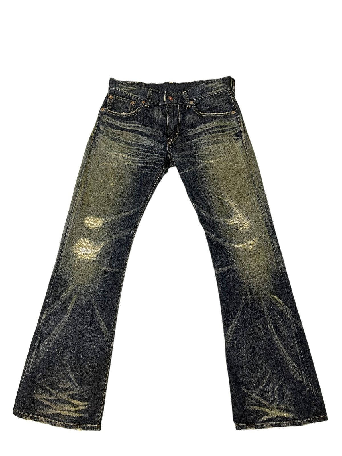 Edwin Flare Jeans Edwin Acid Wash Clawmark Denim Boot Cut 2🟦6 Size US 33 - 2 Thumbnail