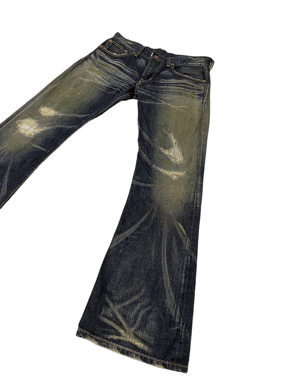Edwin Flare Jeans Edwin Acid Wash Clawmark Denim Boot Cut 2🟦6 Size US 33 - 3 Thumbnail