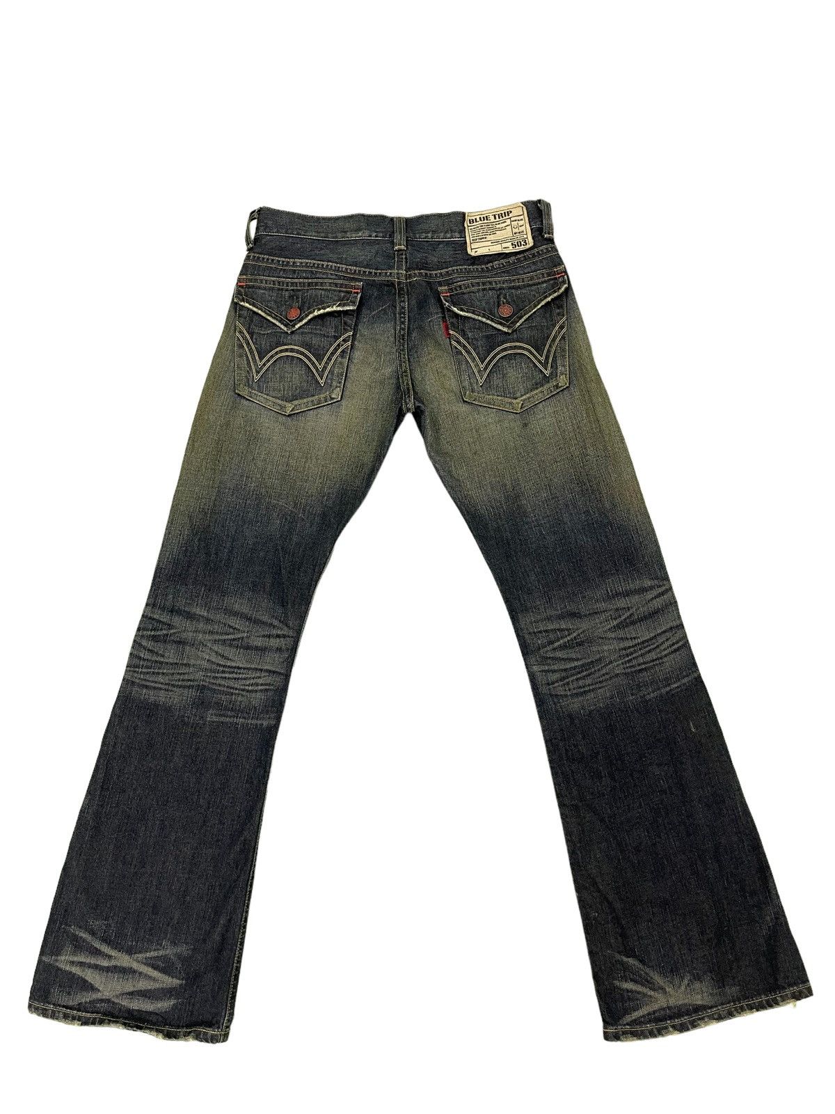 Edwin Flare Jeans Edwin Acid Wash Clawmark Denim Boot Cut 2🟦6 Size US 33 - 11 Thumbnail