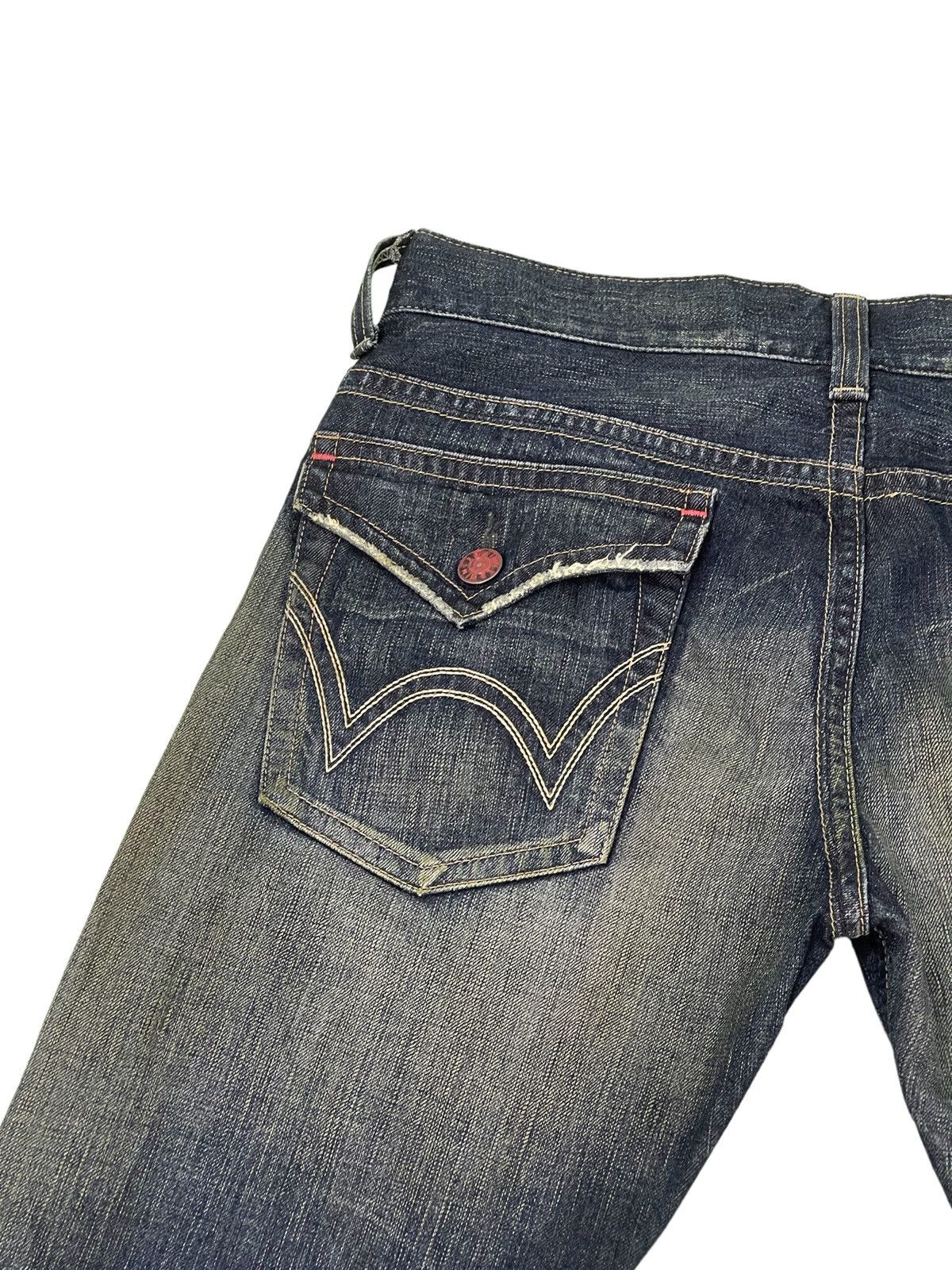 Edwin Flare Jeans Edwin Acid Wash Clawmark Denim Boot Cut 2🟦6 Size US 33 - 18 Thumbnail