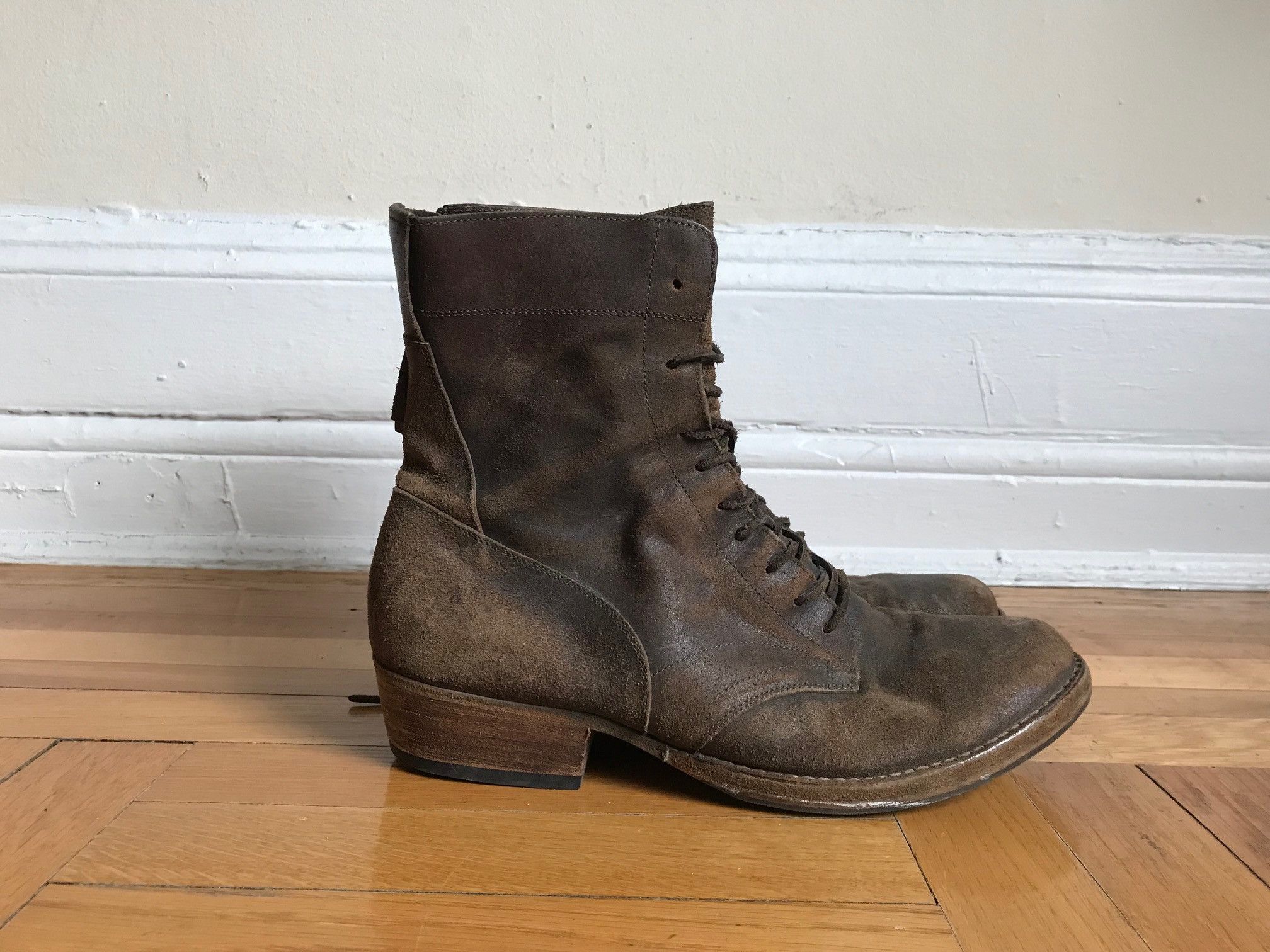image of Inaisce x Layer 0 Zipped Combat Boots in Brown, Men's (Size 11)