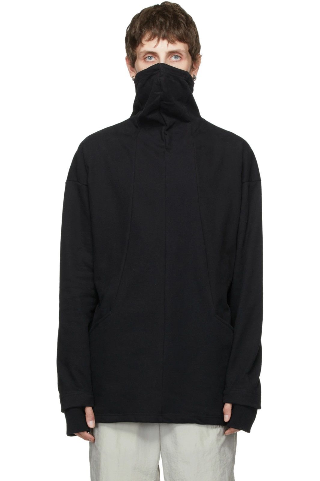 image of The Viridi Anne Like New, Black Masked Neck Sweatshirt - Men's (Size Large)