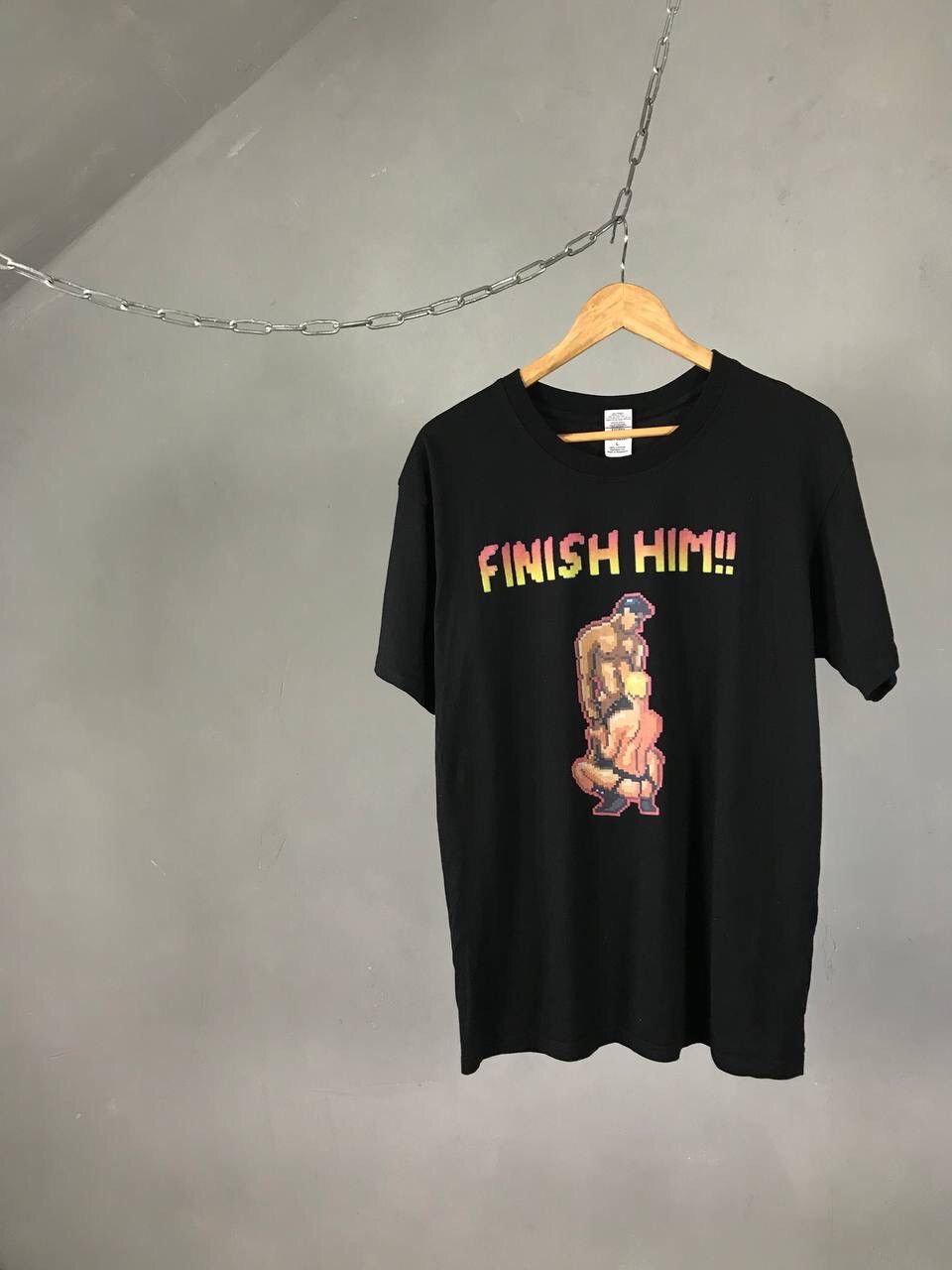 image of Art Finish Him Porno Streetwear Tee in Black, Men's (Size Large)