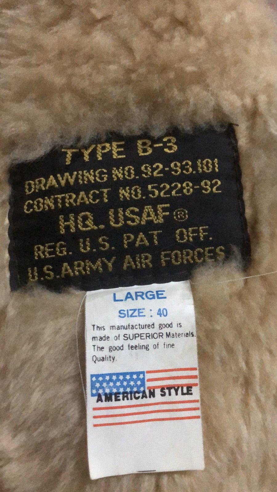 Other 🔥DELETE SOON❌VtgTYPE B-3 HQ USAF AIR FORCE USA SHEARLING 70 Size US M / EU 48-50 / 2 - 13 Thumbnail