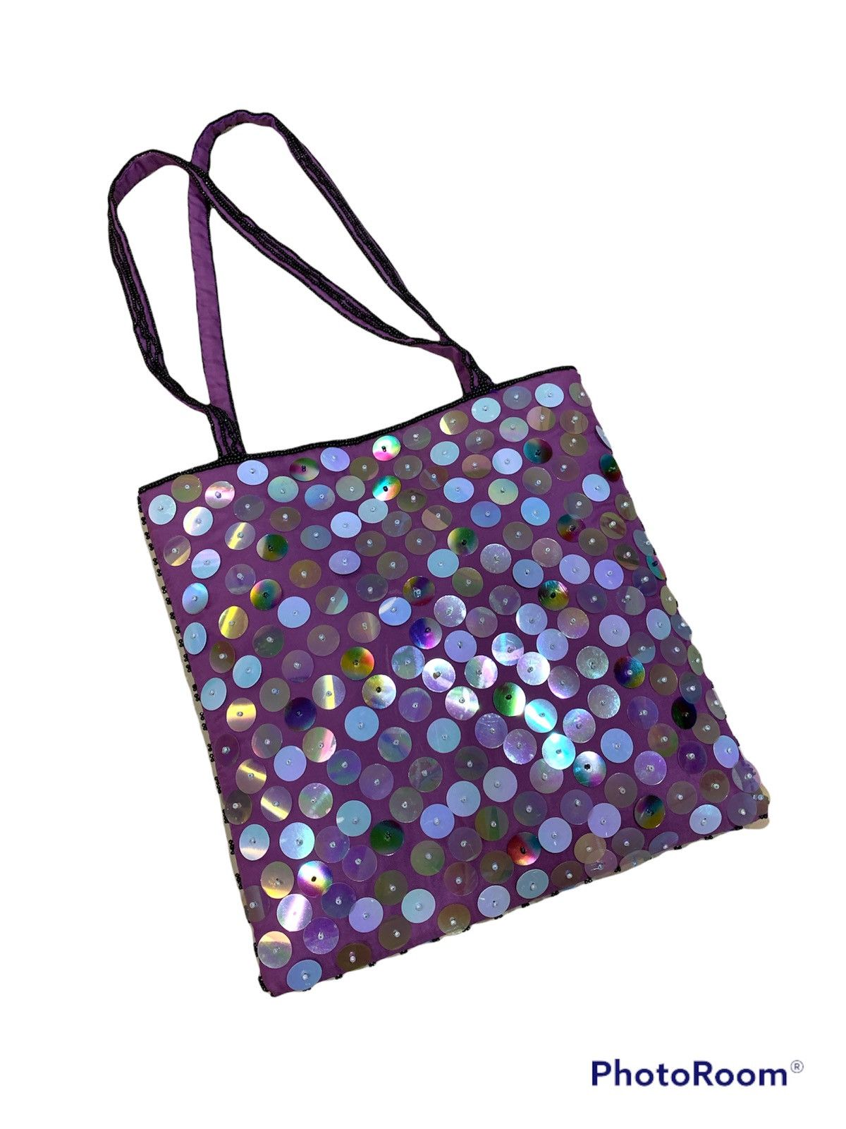 image of Yohji Yamamoto Doux Y'saccs Dull Shiny Sequins Handcarry Bag in Purple, Men's