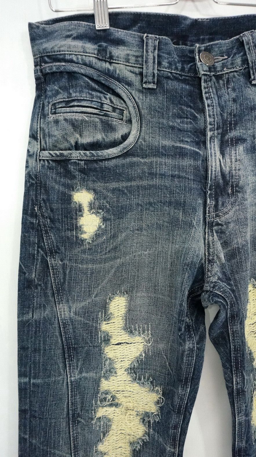 Japanese Brand 🔥🔥 Vintage Japan ANN DO Boro Tribal Flared Jeans Size US 32 / EU 48 - 4 Thumbnail