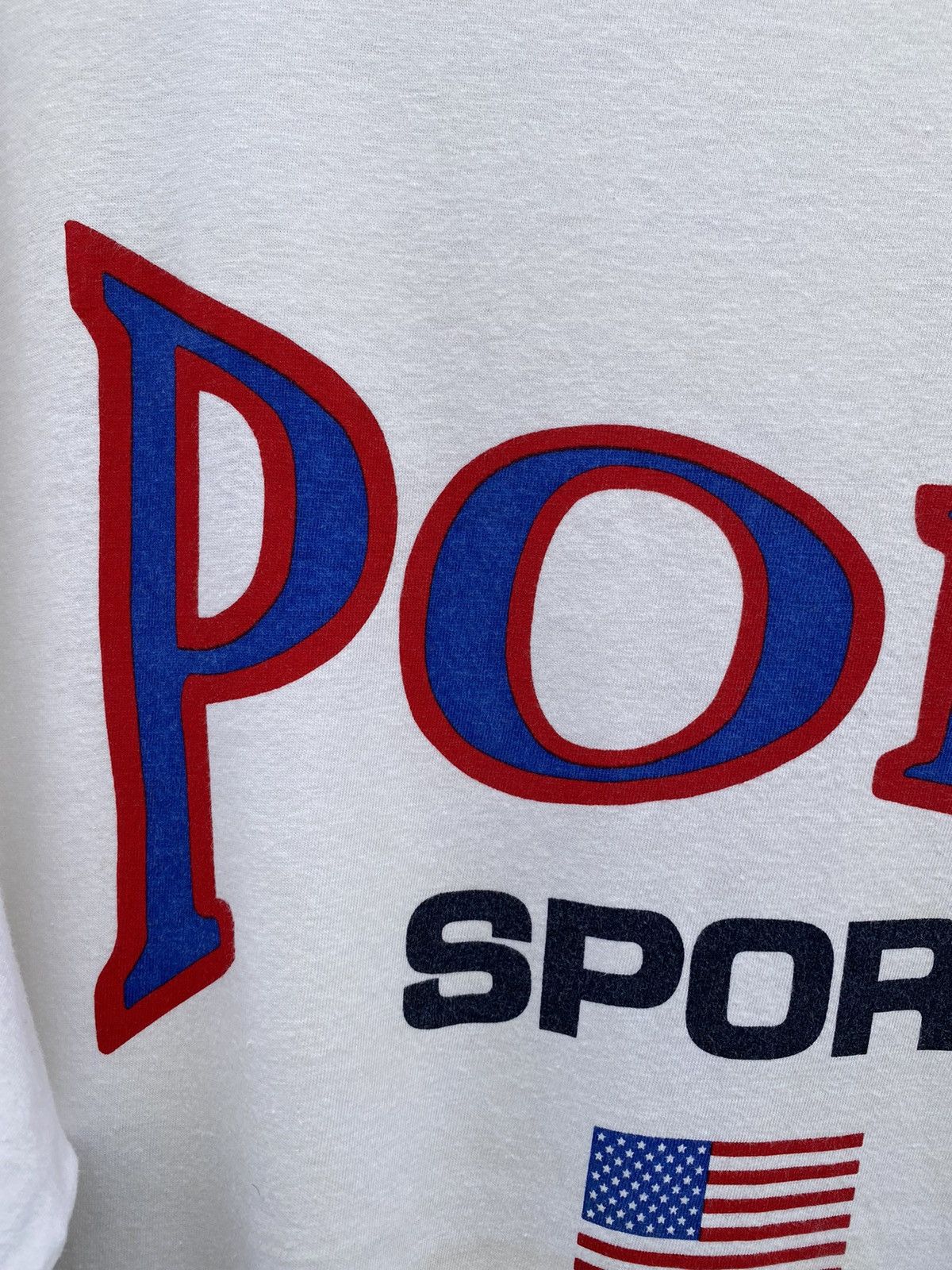 Polo Ralph Lauren 💥RARE💥Vintage OG 80s Spellout POLO SPORT USA Flag🇺🇸 Tee Size US L / EU 52-54 / 3 - 3 Thumbnail