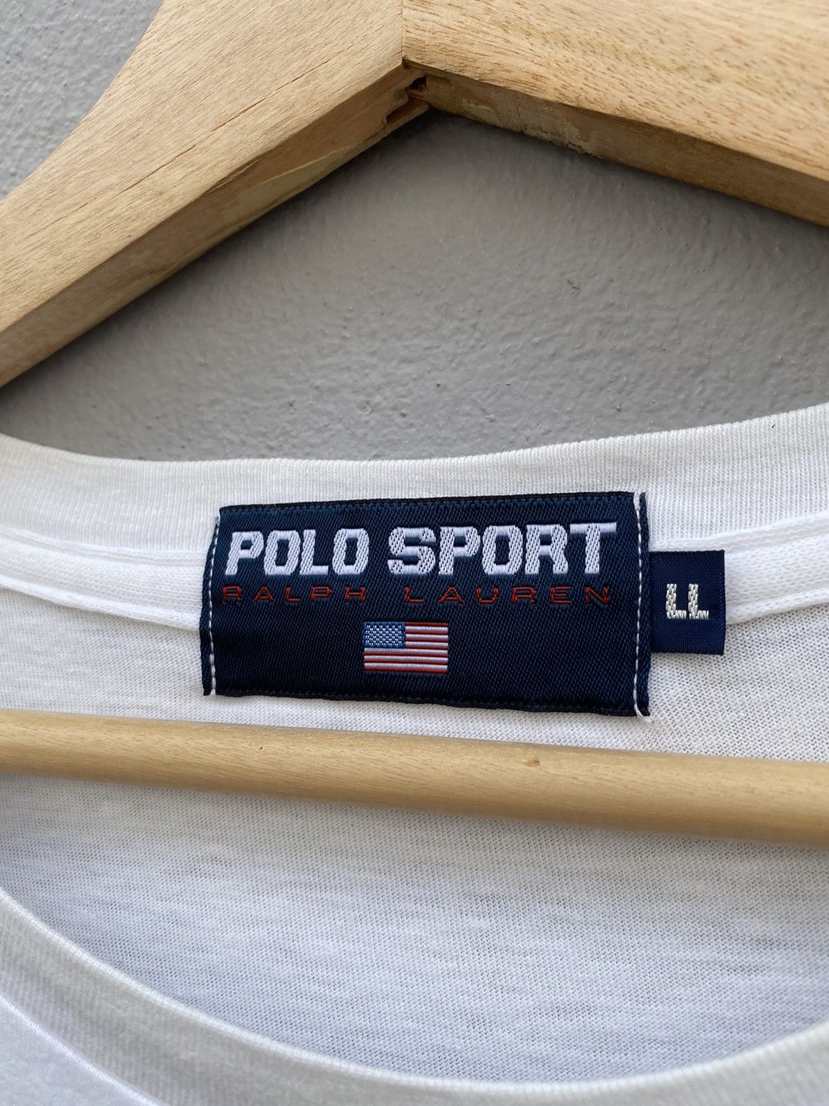 Polo Ralph Lauren 💥RARE💥Vintage OG 80s Spellout POLO SPORT USA Flag🇺🇸 Tee Size US L / EU 52-54 / 3 - 6 Thumbnail