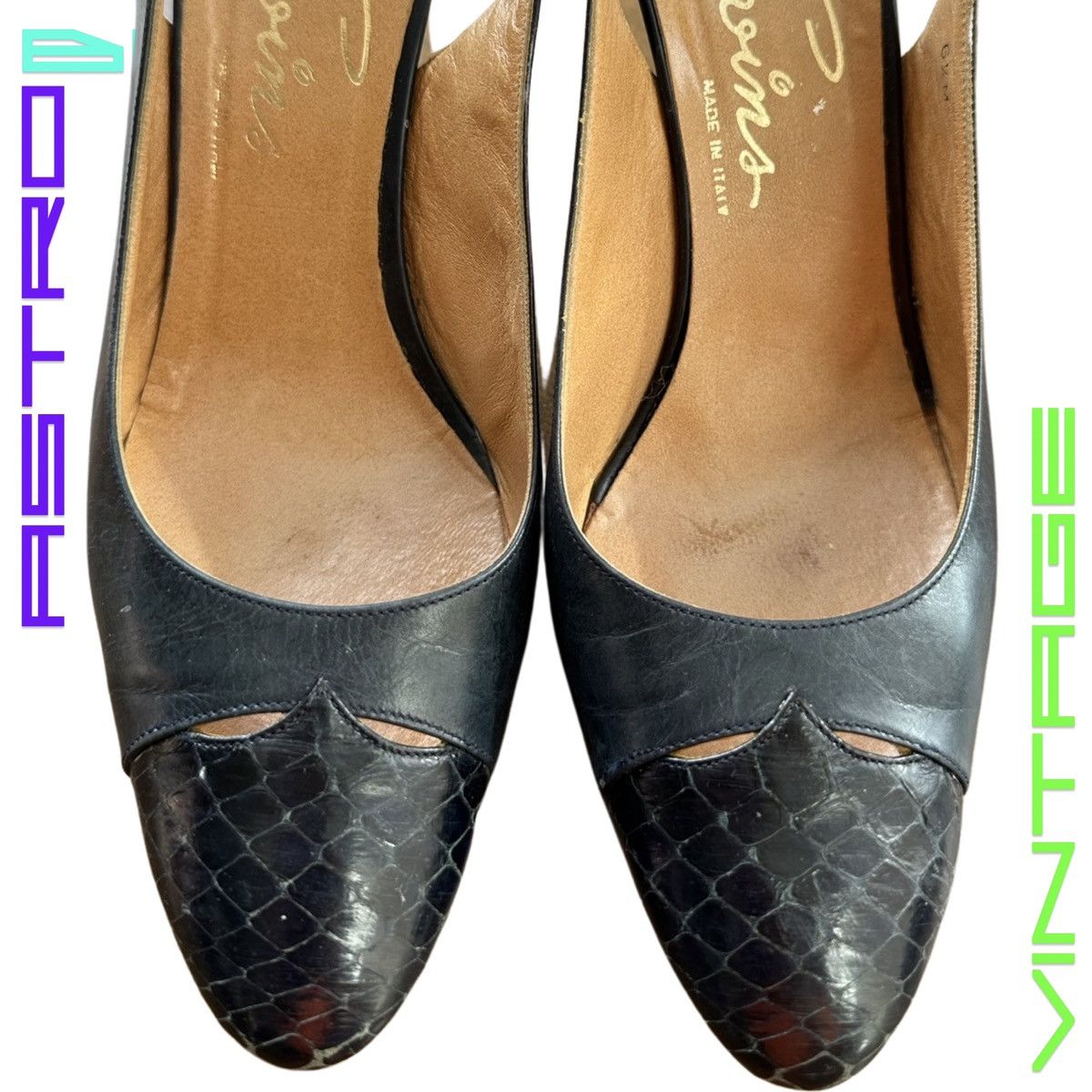 Genuine Leather VINTAGE EVINS BLACK LEATHER SLING BACK HEELS _ SIZE 6.5 Size US 6.5 / IT 36.5 - 3 Thumbnail