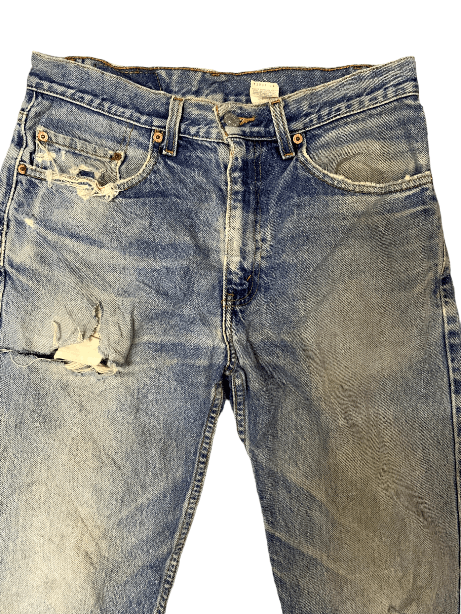 Levi's × Levi's Vintage Clothing Vintage 90s Levis 505 Blue Wash Ripped Distressed Jeans Size US 30 / EU 46 - 2 Thumbnail