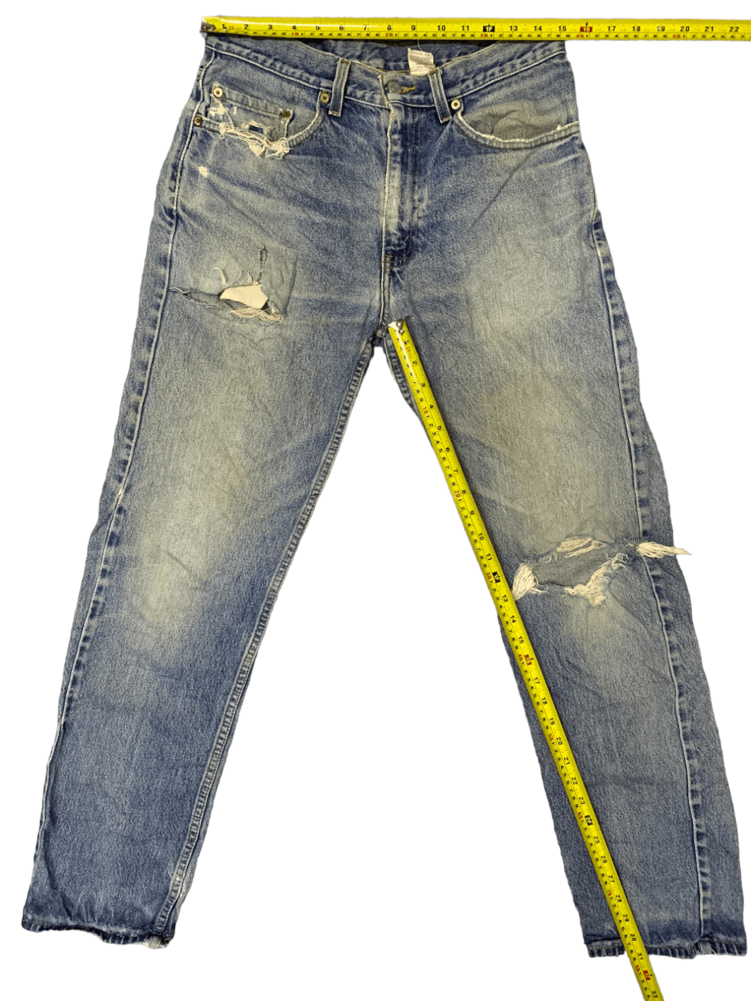 Levi's × Levi's Vintage Clothing Vintage 90s Levis 505 Blue Wash Ripped Distressed Jeans Size US 30 / EU 46 - 14 Thumbnail