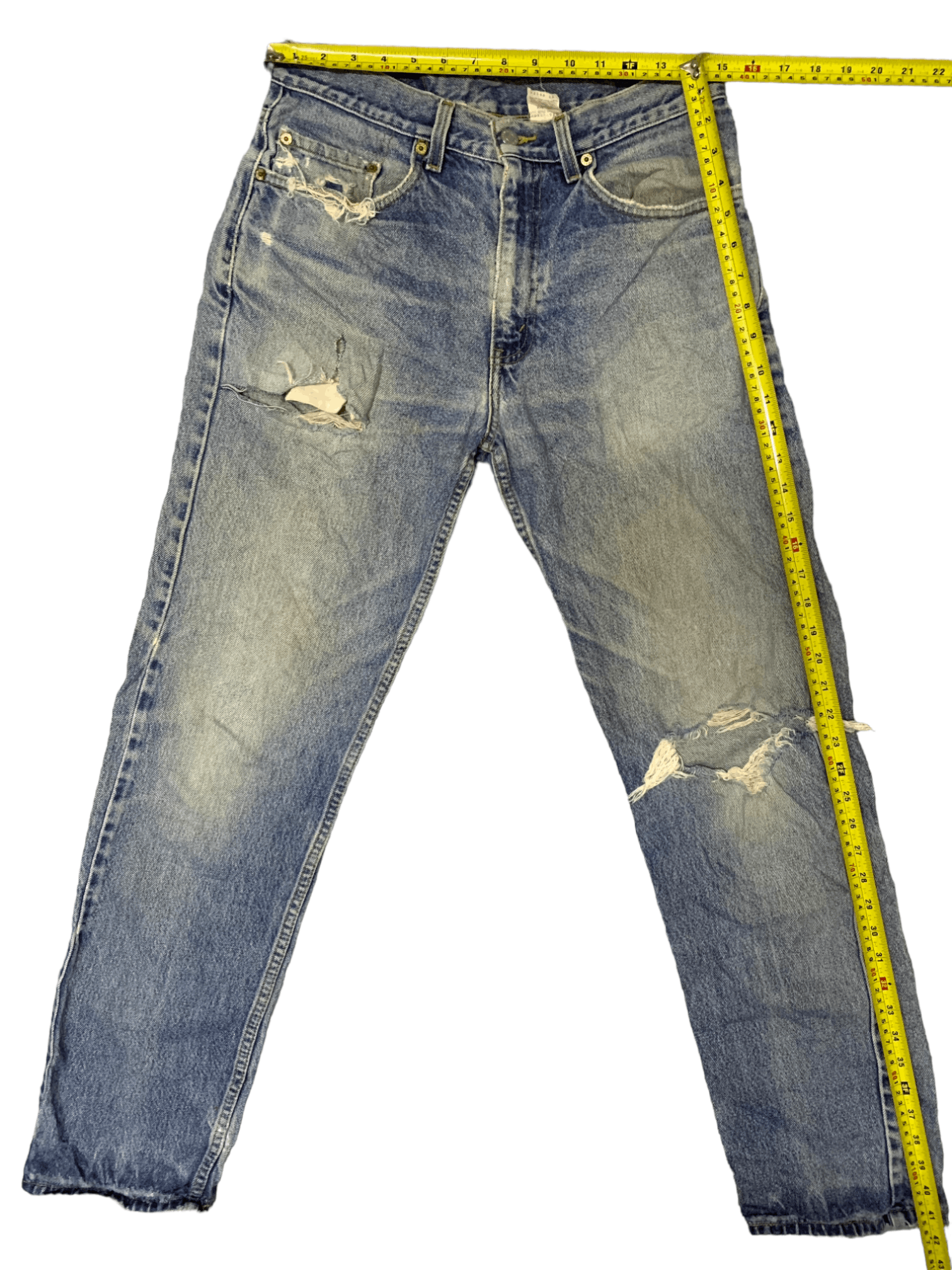 Levi's × Levi's Vintage Clothing Vintage 90s Levis 505 Blue Wash Ripped Distressed Jeans Size US 30 / EU 46 - 13 Thumbnail