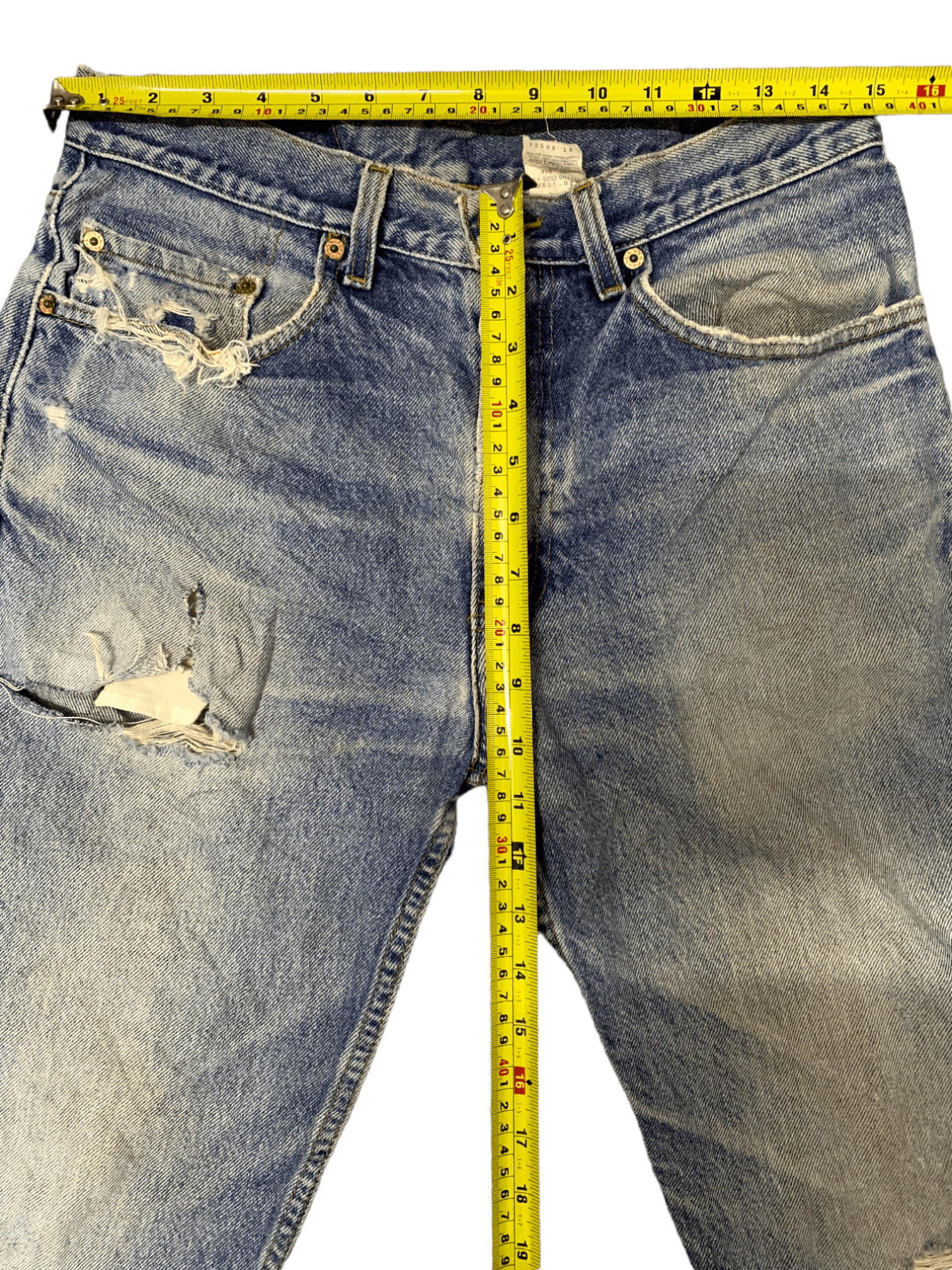 Levi's × Levi's Vintage Clothing Vintage 90s Levis 505 Blue Wash Ripped Distressed Jeans Size US 30 / EU 46 - 12 Thumbnail