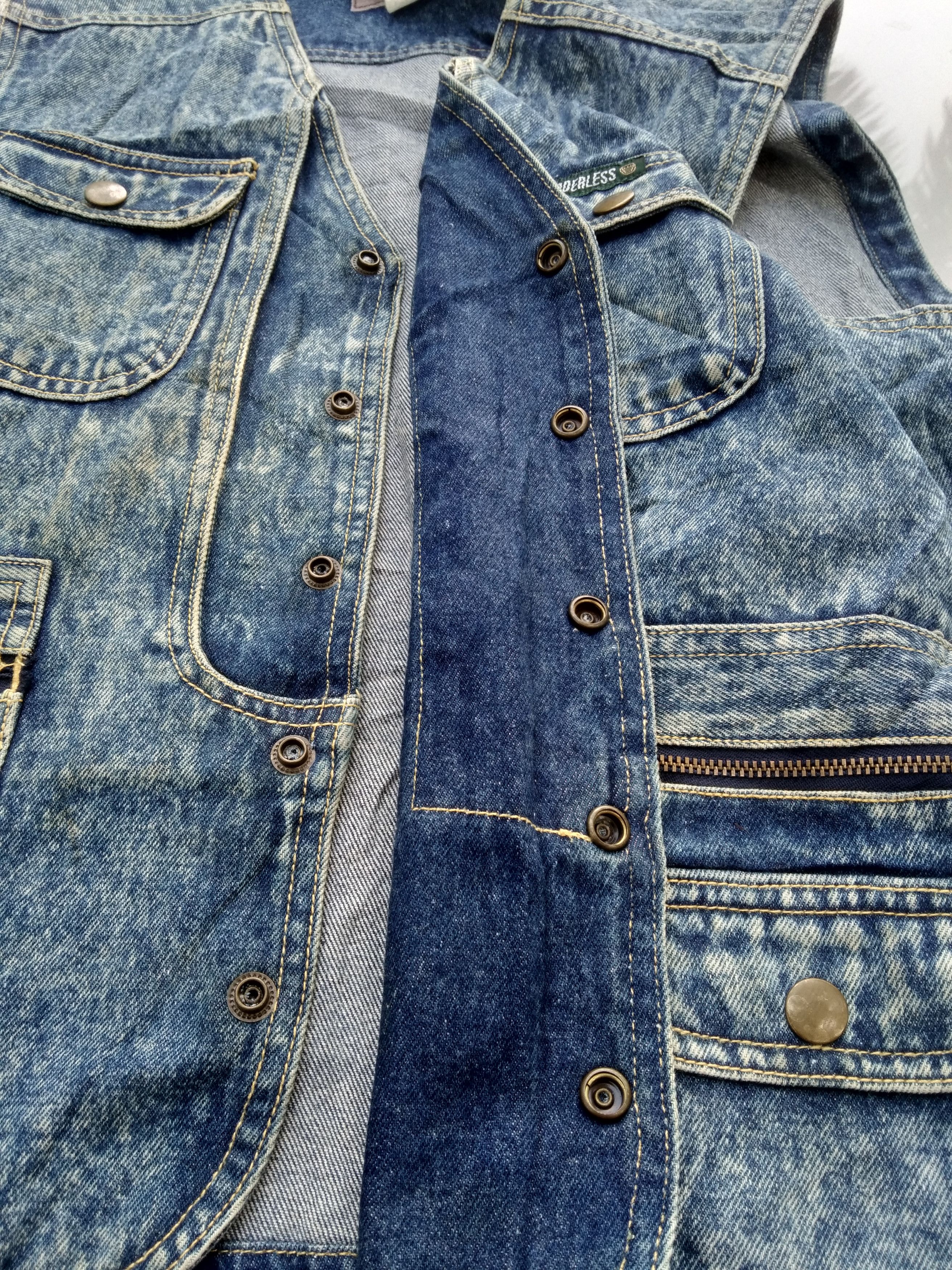 Japanese Brand × Vintage VINTAGE BORDERLESS MEN'S DENIM VEST JACKET Size US M / EU 48-50 / 2 - 4 Thumbnail