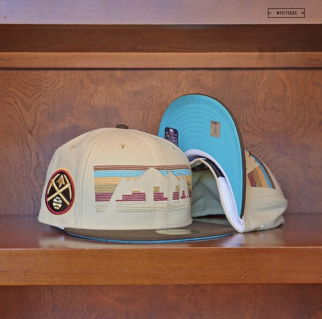 image of Myfitteds x NBA 7 3/8 Denver Nuggets Autumn Ombré Vintage Uno 5950 Fitted in Beige, Men's