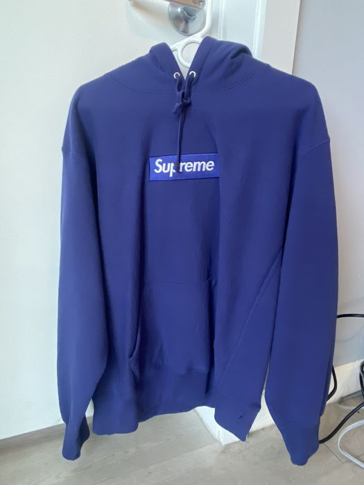 Supreme Box Logo Washed Navy Hoodie