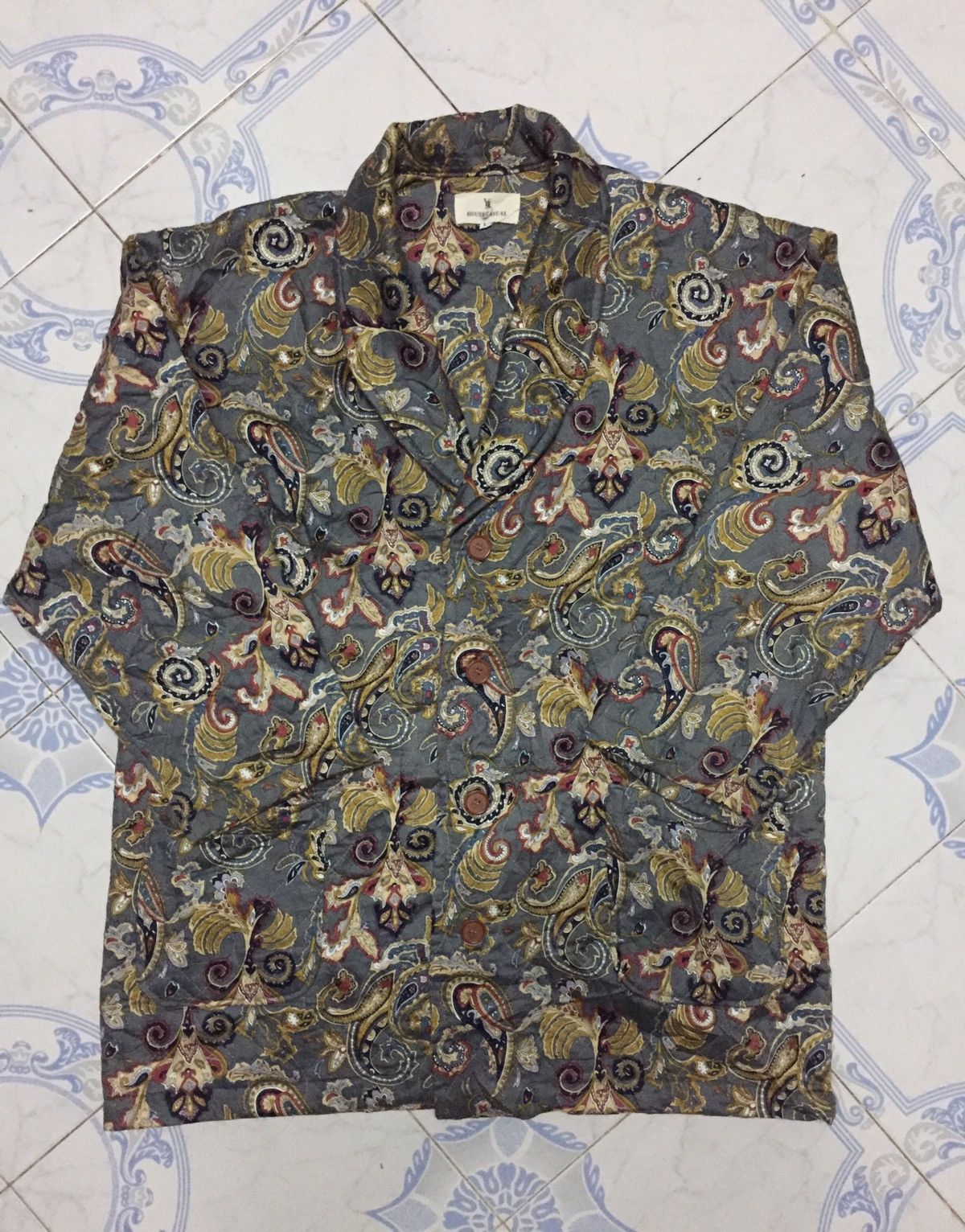 Japanese Brand Flower Paisley Overprinted Jacket Made in Japan Size US L / EU 52-54 / 3 - 1 Thumbnail