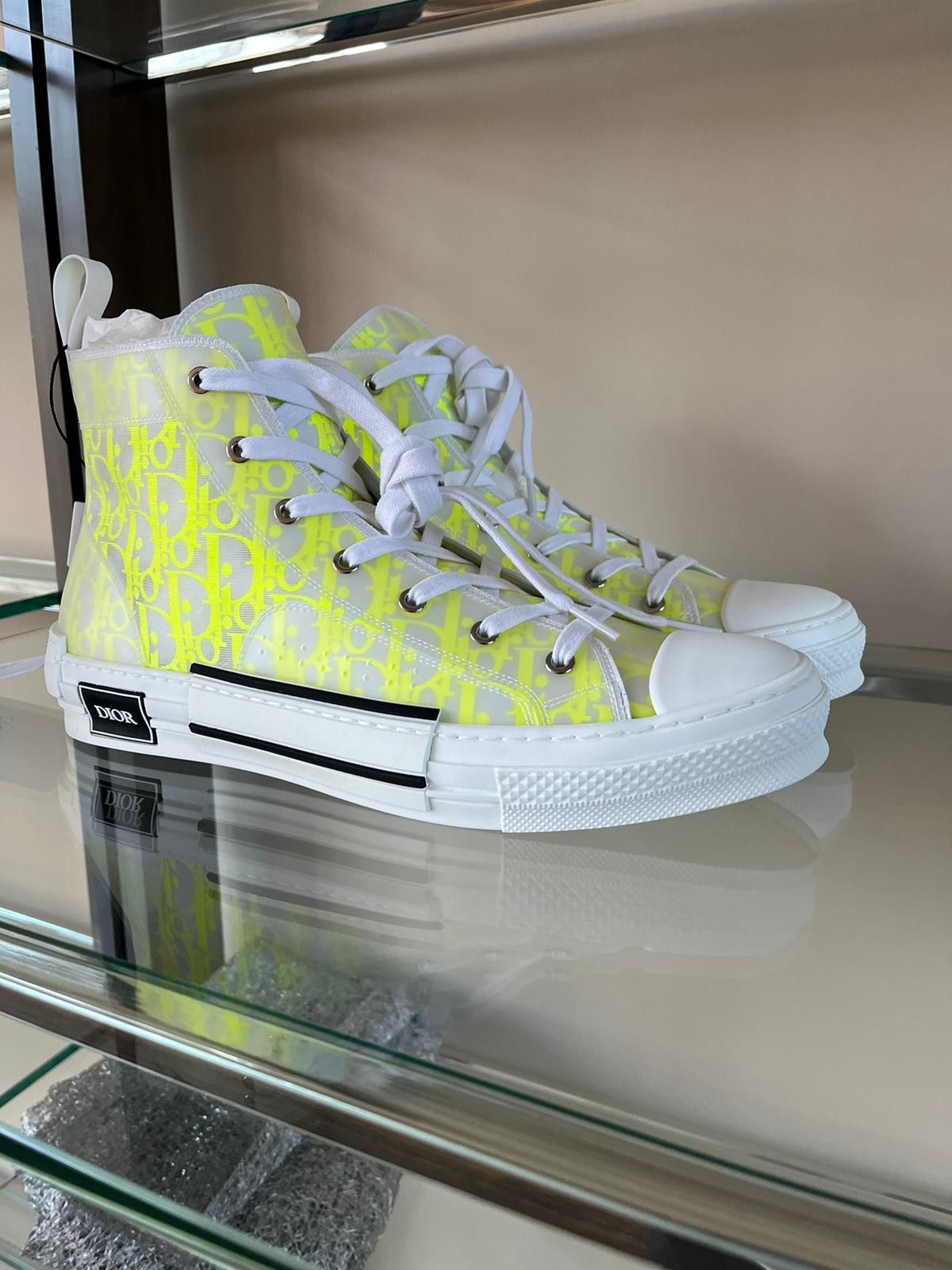 Dior B23 High Top Oblique in Yellow & White Size US 13 / EU 46 - 8 Thumbnail