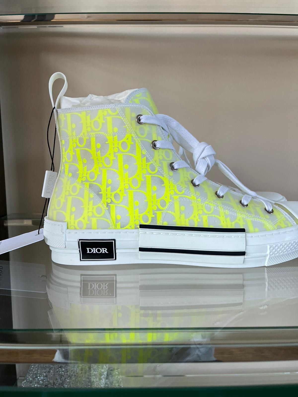 Dior B23 High Top Oblique in Yellow & White Size US 13 / EU 46 - 3 Thumbnail