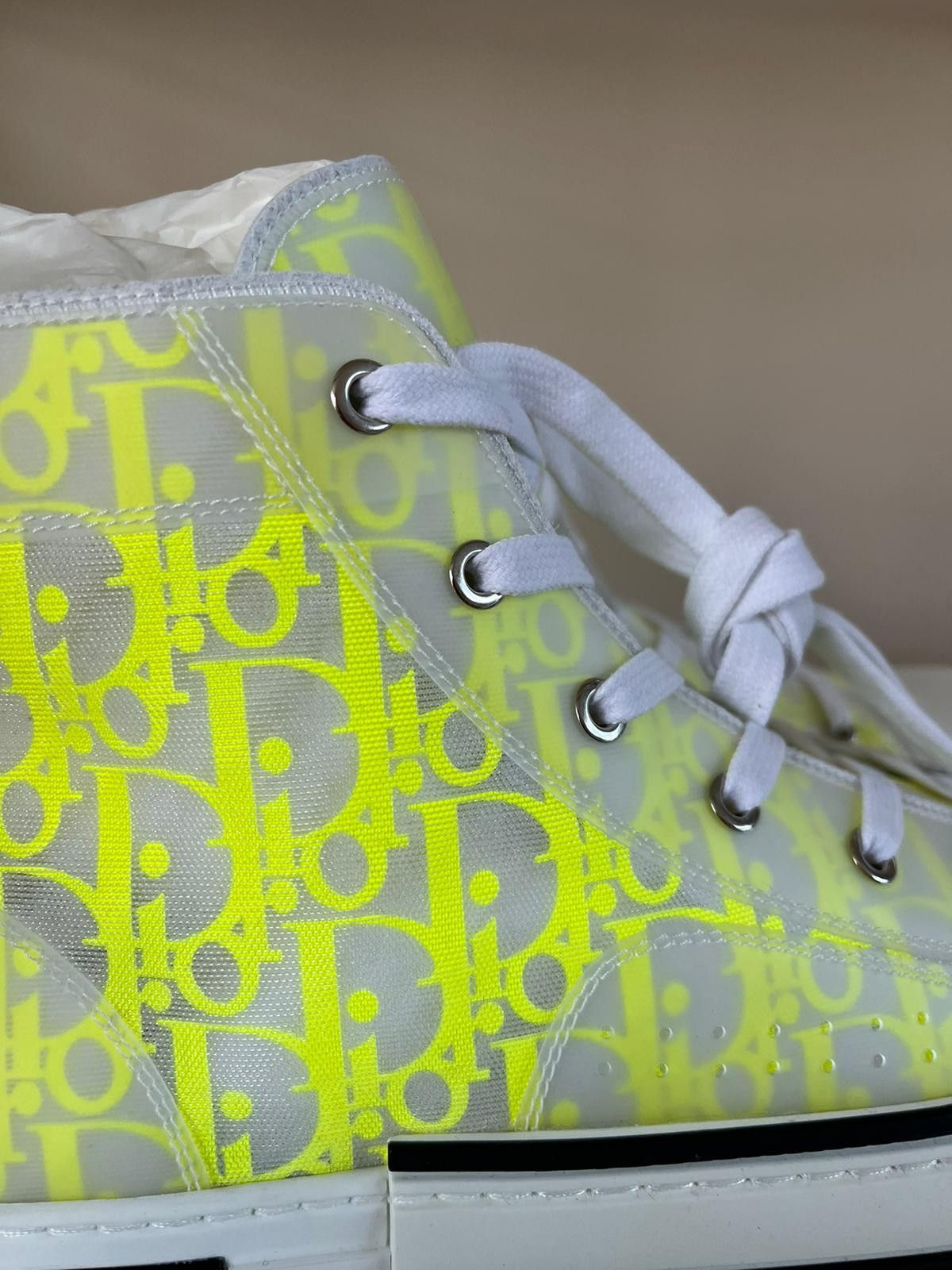 Dior B23 High Top Oblique in Yellow & White Size US 13 / EU 46 - 6 Thumbnail