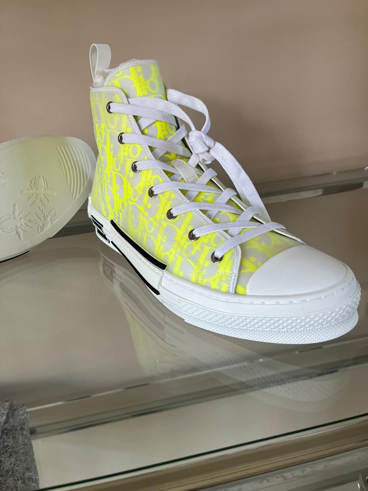 Dior B23 High Top Oblique in Yellow & White Size US 13 / EU 46 - 16 Thumbnail