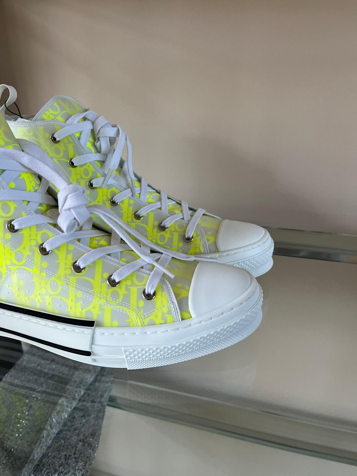 Dior B23 High Top Oblique in Yellow & White Size US 13 / EU 46 - 11 Thumbnail
