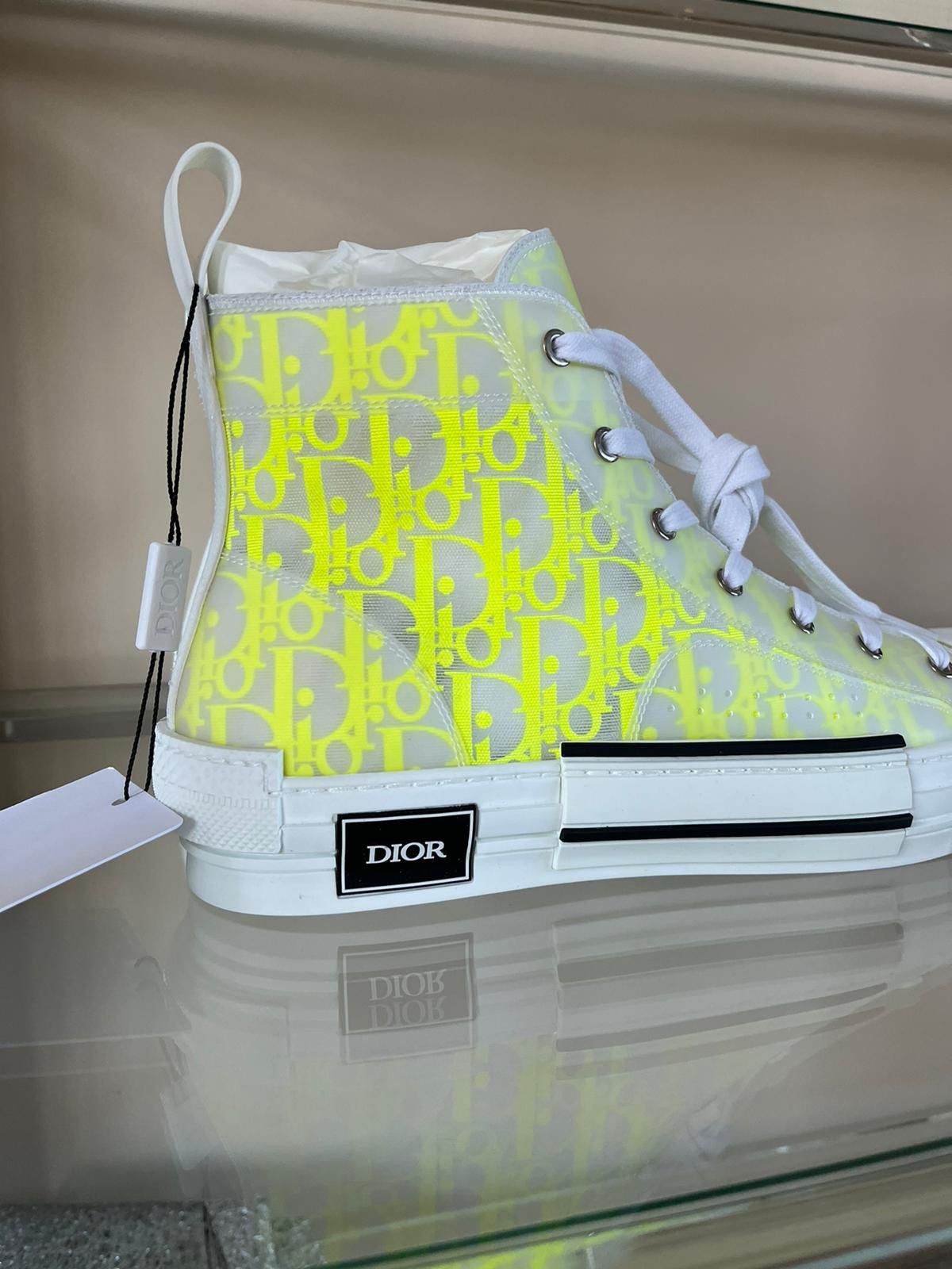 Dior B23 High Top Oblique in Yellow & White Size US 13 / EU 46 - 5 Thumbnail