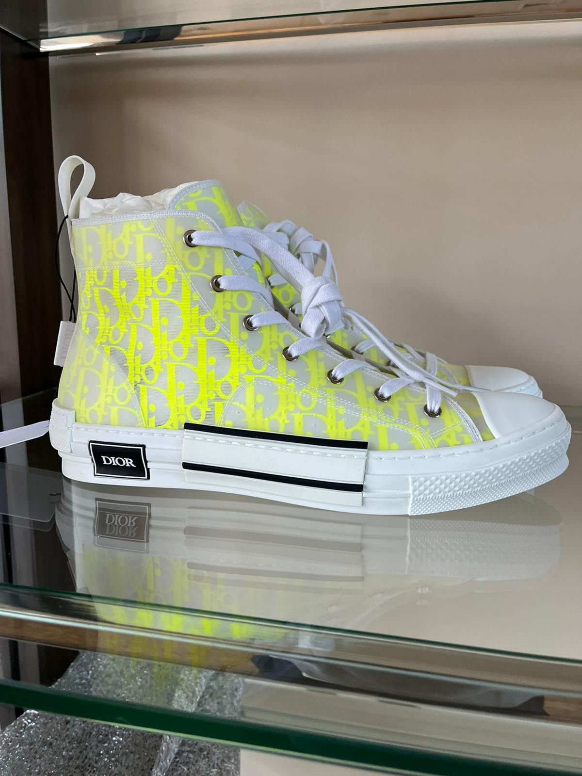 Dior B23 High Top Oblique in Yellow & White Size US 13 / EU 46 - 9 Thumbnail