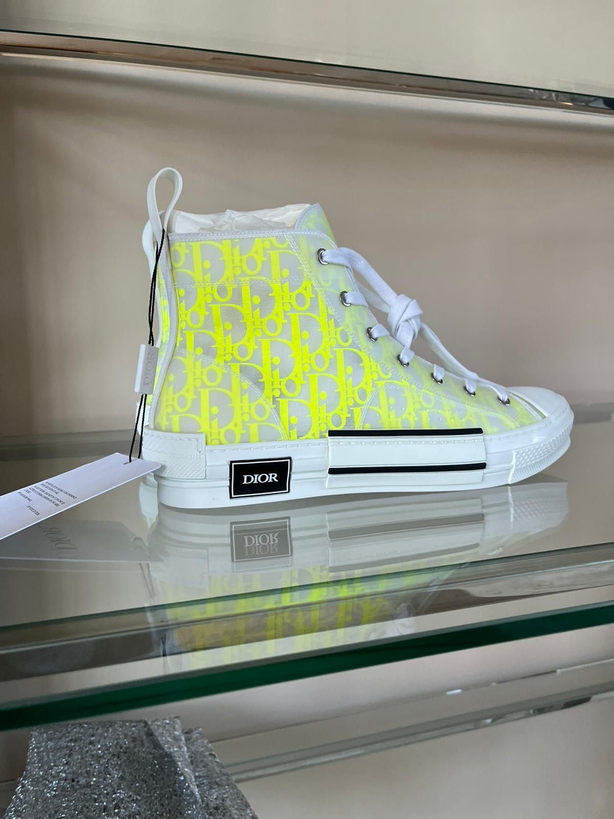 Dior B23 High Top Oblique in Yellow & White Size US 13 / EU 46 - 2 Thumbnail