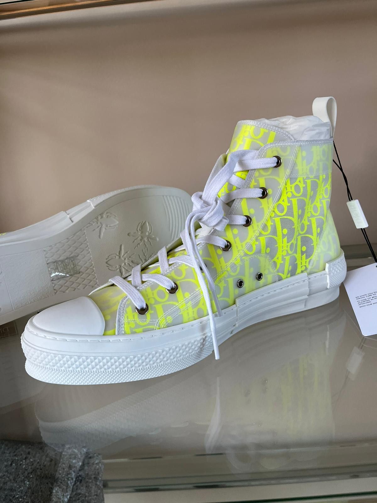 Dior B23 High Top Oblique in Yellow & White Size US 13 / EU 46 - 17 Thumbnail