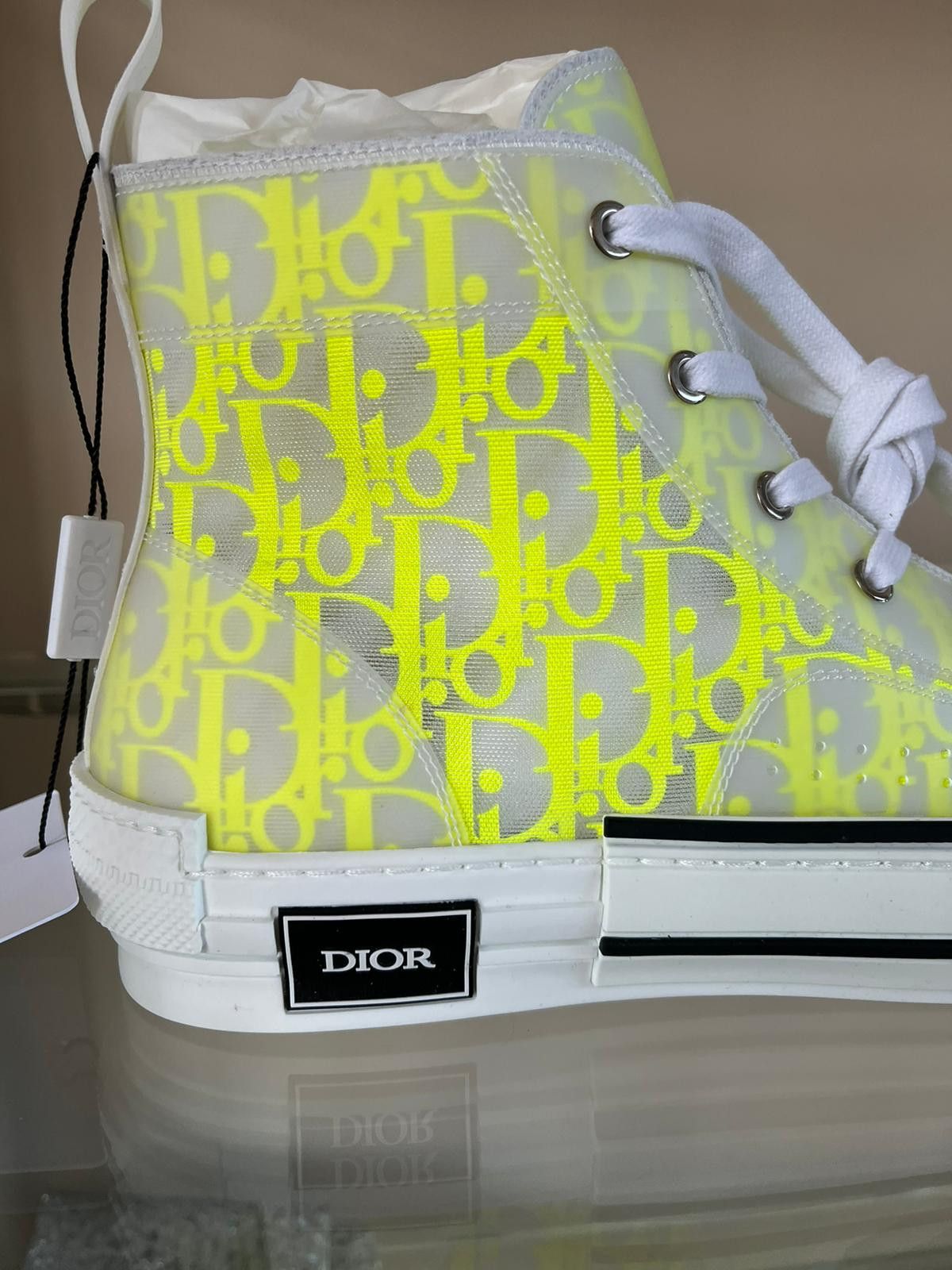 Dior B23 High Top Oblique in Yellow & White Size US 13 / EU 46 - 4 Thumbnail