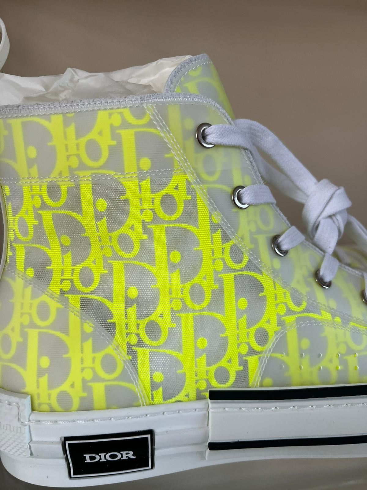 Dior B23 High Top Oblique in Yellow & White Size US 13 / EU 46 - 7 Thumbnail