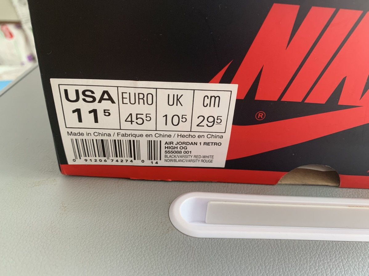 Jordan Brand × Nike Jordan 1 Bred 2016 sz Us11.5 Size US 11.5 / EU 44-45 - 2 Thumbnail