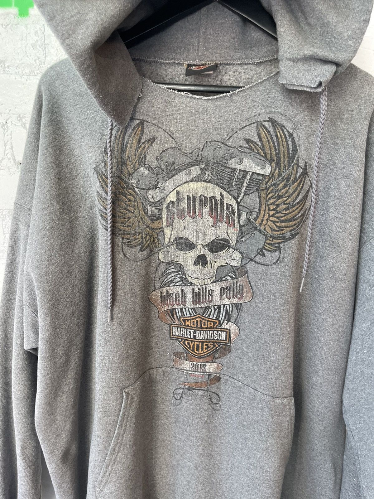 Harley Davidson × Vintage Vintage THRASHED 2XL Oversize Harley Davidson Hoodie Skull Size US XXL / EU 58 / 5 - 2 Thumbnail