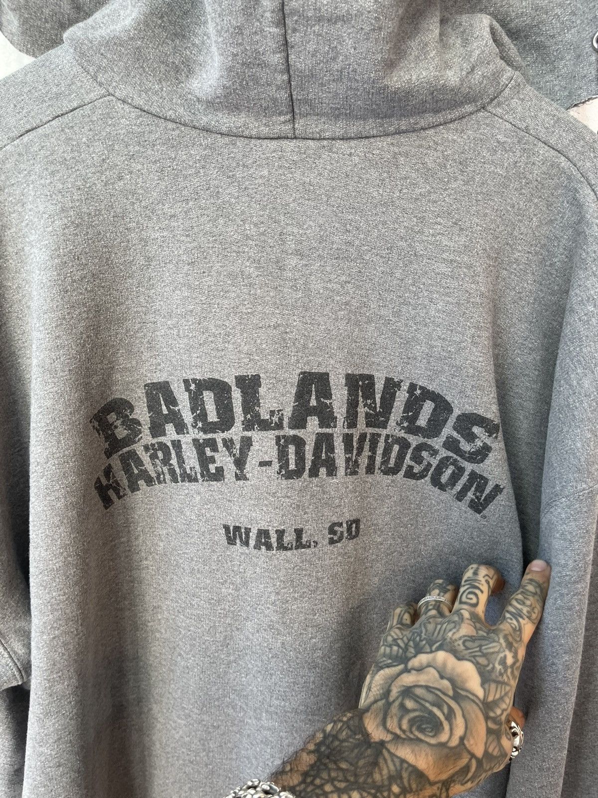 Harley Davidson × Vintage Vintage THRASHED 2XL Oversize Harley Davidson Hoodie Skull Size US XXL / EU 58 / 5 - 9 Thumbnail
