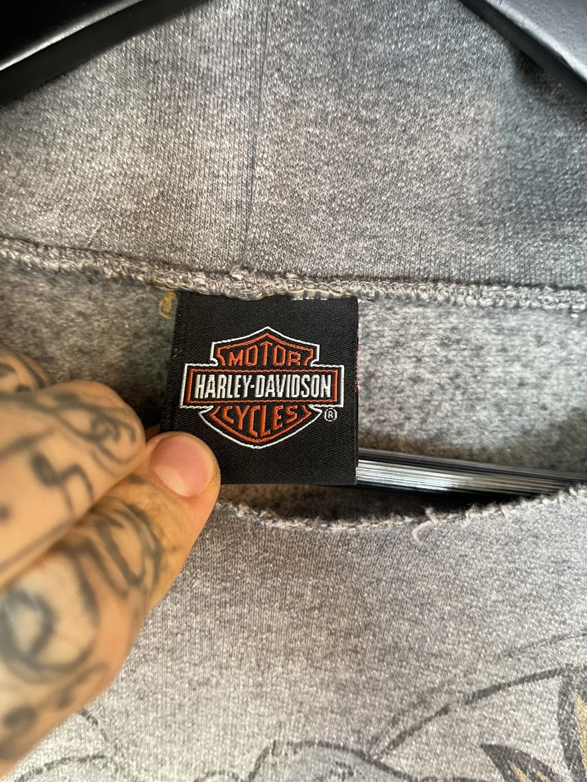 Harley Davidson × Vintage Vintage THRASHED 2XL Oversize Harley Davidson Hoodie Skull Size US XXL / EU 58 / 5 - 5 Thumbnail
