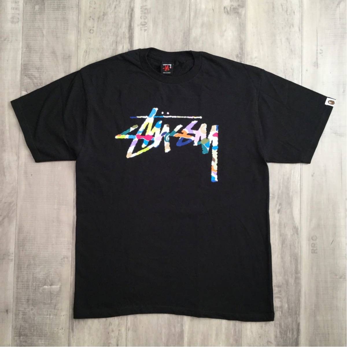 image of Bape × Stussy 30Th Anniversary T-Shirt Multi Camo × Black, Men's (Size Medium)