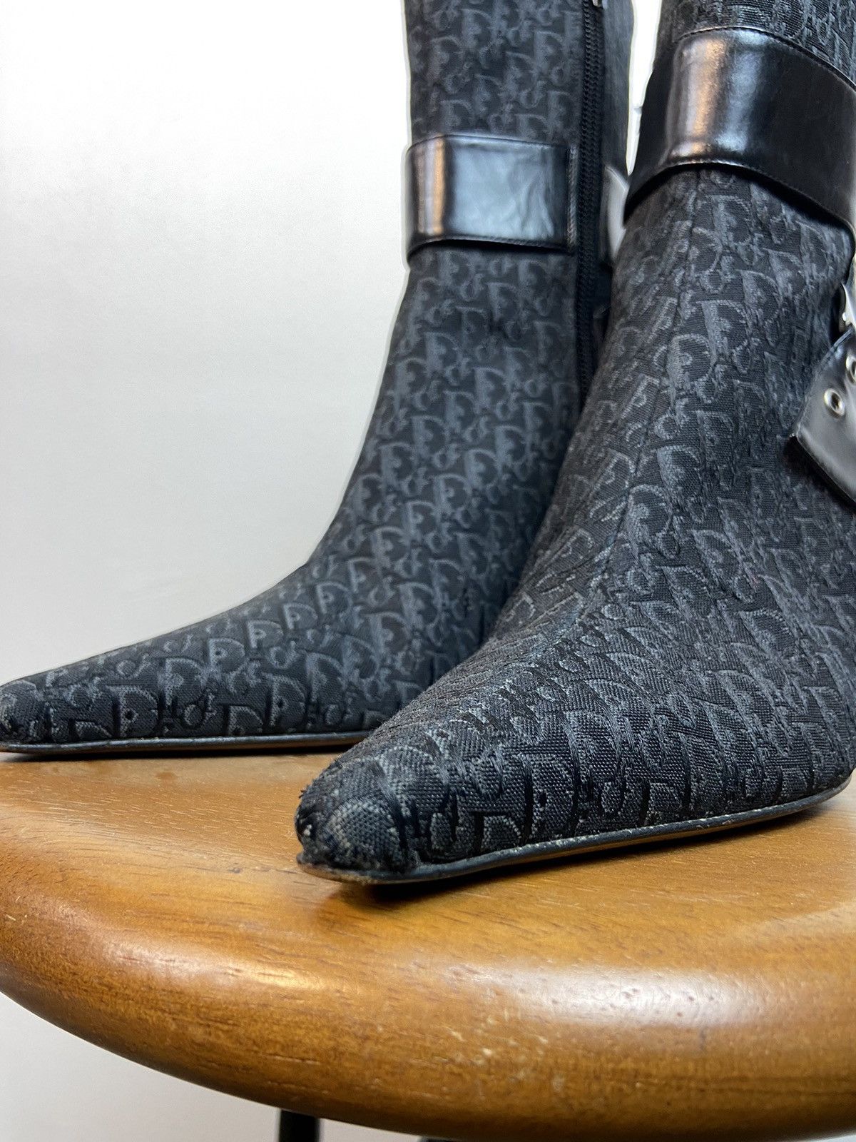 Dior Vintage Christian Dior Monogram D-choc Cloth Ankle Boots Size US 7 / IT 37 - 10 Thumbnail