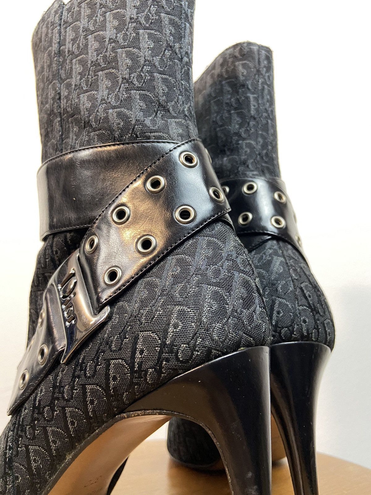 Dior Vintage Christian Dior Monogram D-choc Cloth Ankle Boots Size US 7 / IT 37 - 24 Thumbnail